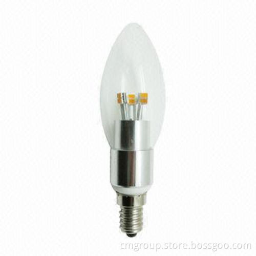 5W LED candle bulb with E14 base, clear cover, high lumen 380-400lm, CE- and RoHS-approved